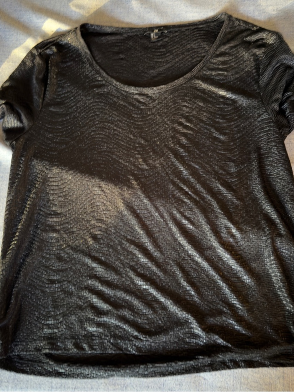 H&M Black Shimmery Scoop Neck Short Sleeve Tee
